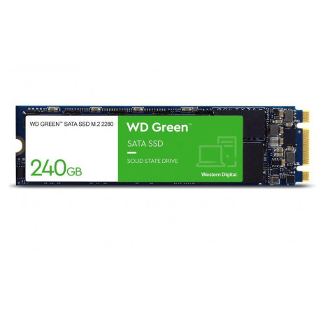 SSD|WESTERN DIGITAL|Green|240GB|M.2|SATA 3.0|Read speed 545 MBytes/sec|1.5mm|MTBF 1000000 hours|WDS240G3G0B
