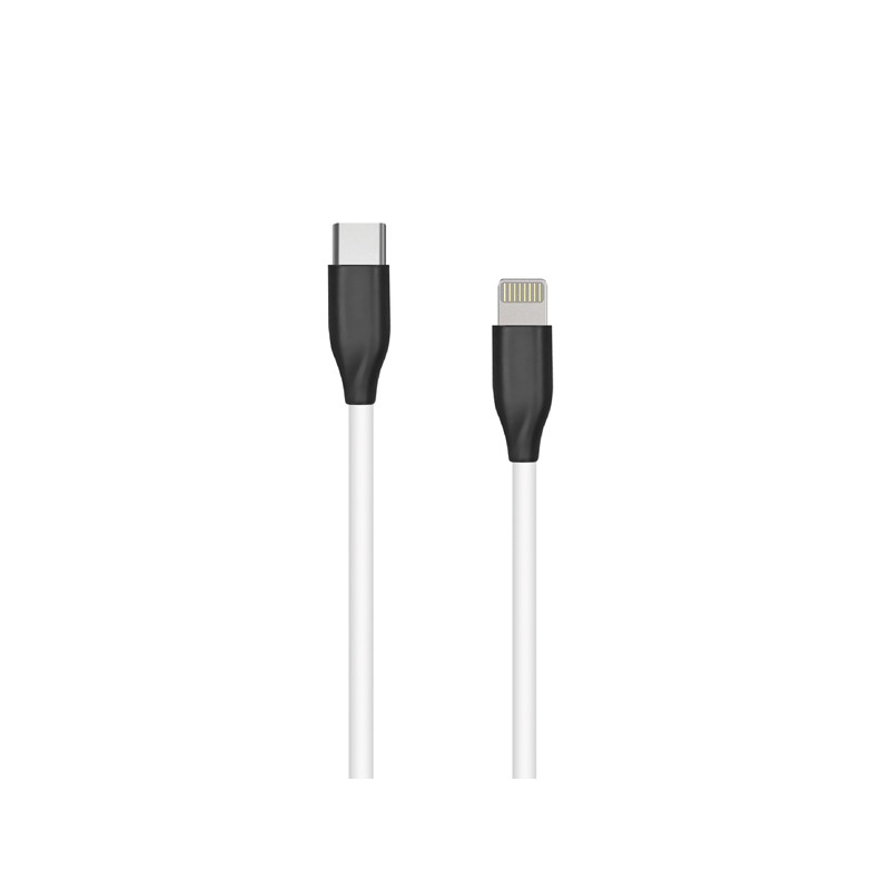 Silikoninis kabelis USB Type C- Lightning, 2m (baltas)