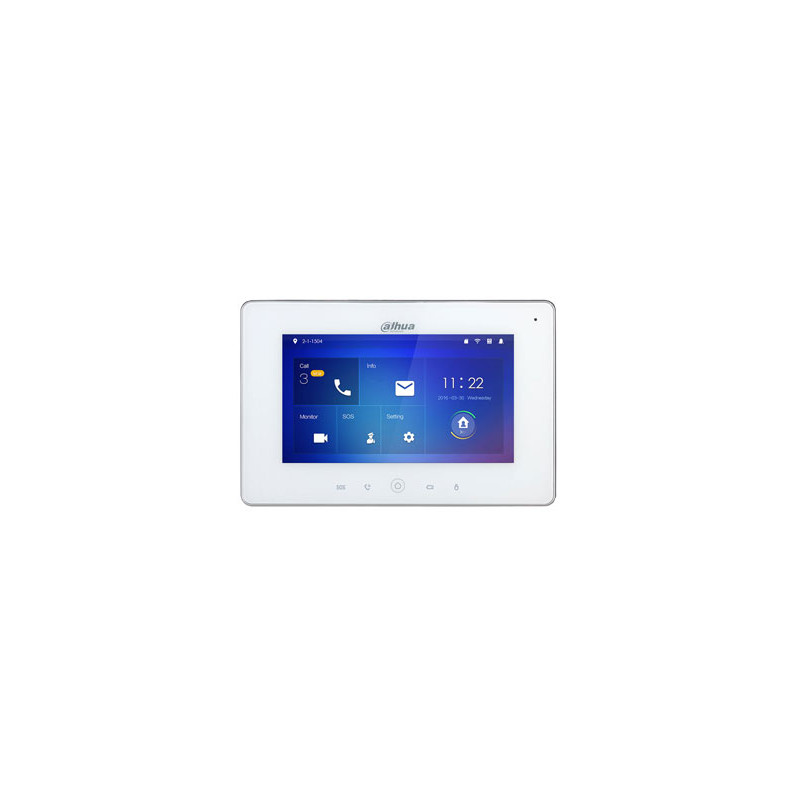 IP domofono monitorius su WIFI, 7 col. 1024x600,Micro SD kortelės prievadas,PoE(802.3af) baltas, SIP