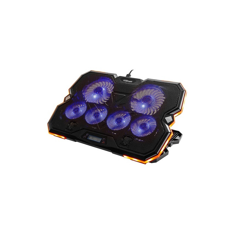 Nešiojamojo kompiuterio aušinimo stovas HISMART, su 6 RGB ventiliatoriais, 5 padėčių