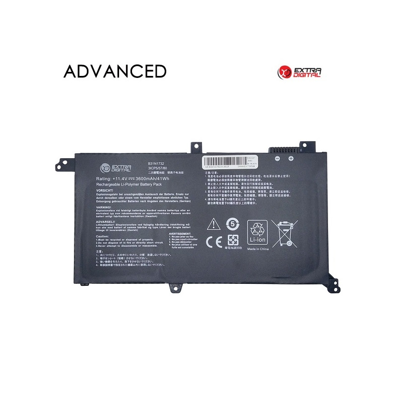 Nešiojamo kompiuterio baterija ASUS B31N1732, 3600mAh, Extra Digital Advanced