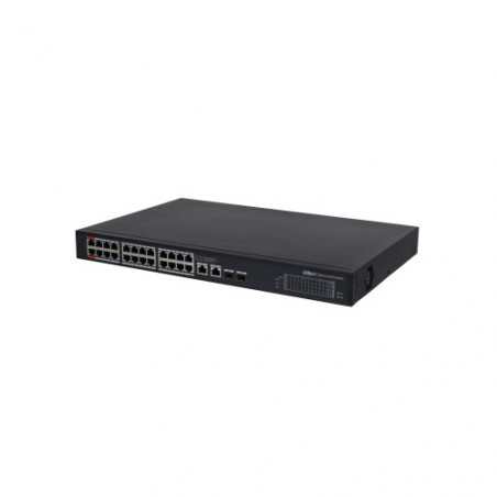 PoE šakotuvas 24-Portų, PoE+, uplink 2-Port RJ45 + uplink 2-Port SFP, 360W