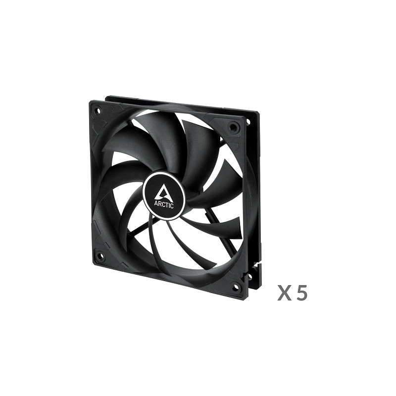 ARCTIC F12, 3-pin, 120mm, korpuso ventiliatoriai, juodi, 5 vnt.