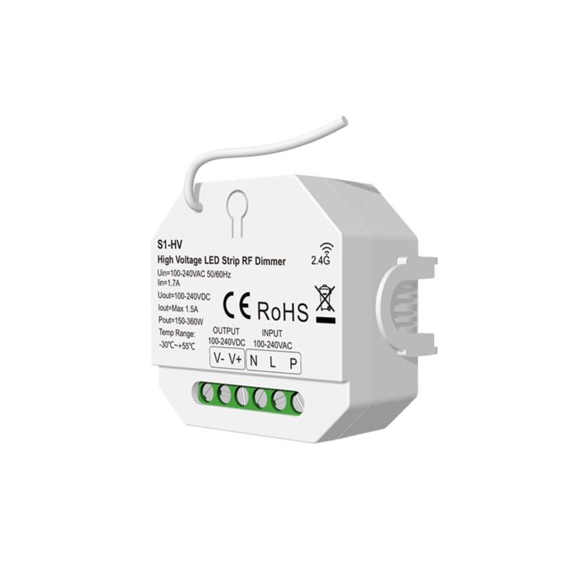 S1-HV valdiklis, 1 kanalo, 230V, 150-360W, Push-Dimm