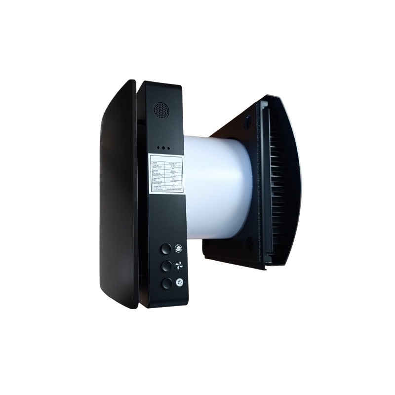 Rekuperatorius 46m2 patalpai, Wi-Fi, Tuya, su drėgmės jutikliu, juodas