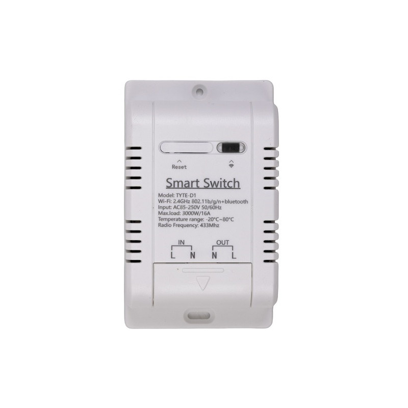 TUYA išmanusis 1 kanalo jungiklis su išoriniu temperatūros jutikliu, Wi-Fi, RF, 16A, AC 85-250V