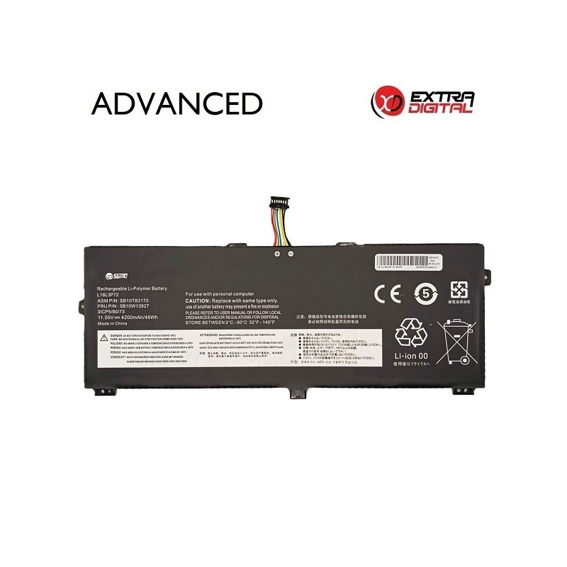 Nešiojamo kompiuterio baterija LENOVO L18L3P72, 4200mAh, Extra Digital Advanced