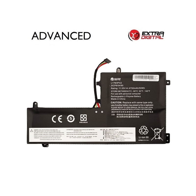 Nešiojamo kompiuterio baterija LENOVO L17M3PG2, 4750mAh, Extra Digital Advanced
