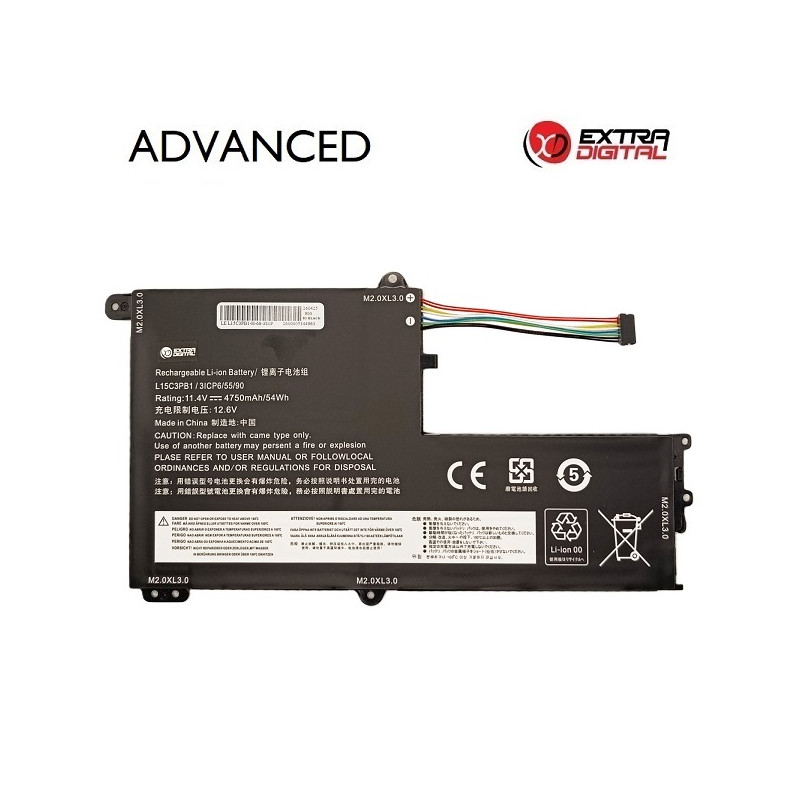 Nešiojamo kompiuterio baterija LENOVO L15C3PB1, 4750mAh, Extra Digital Advanced