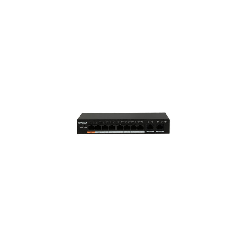 PoE šakotuvas 8*100Mbps PoE portai ir 2 Uplink 1000Mbps, Total-96W, BT 90W