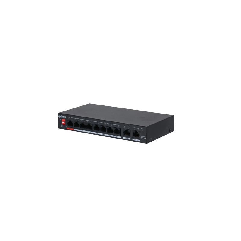 PoE šakotuvas 8*100Mbps PoE portai ir 2 Uplink 1000Mbps, Port1-60W, Port2-8-30W, Total-96W