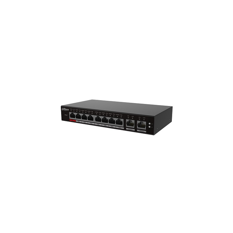 PoE šakotuvas valdomas100Mbps 8portų+2G uplink, Hi-PoE