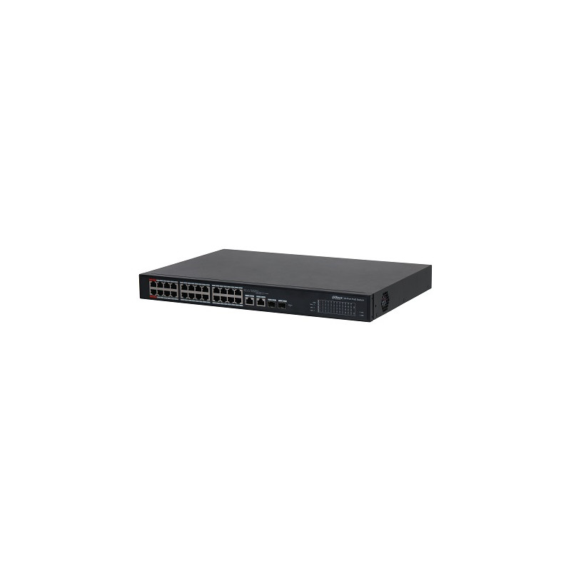 PoE šakotuvas valdomas 100Mbps 24portų+2G uplink + 2SFP, Hi-PoE