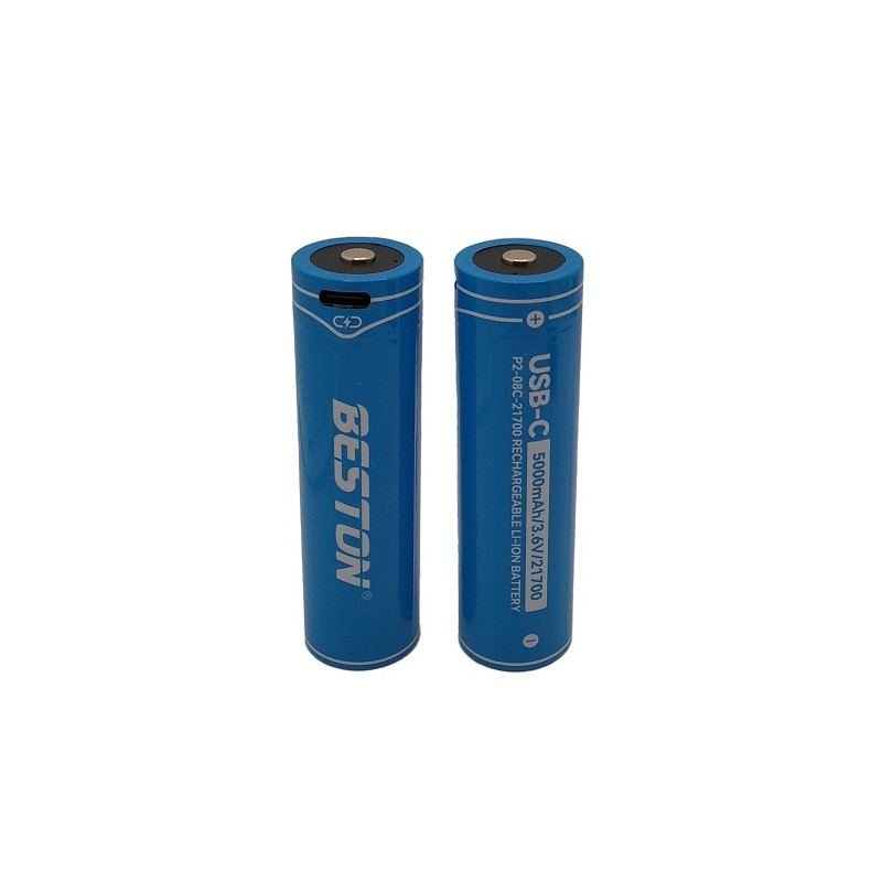Baterija 21700 įkraunama su USB-C lizdu, 3.6V, 5000mAh, Li-Ion, 2vnt.