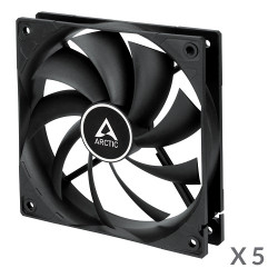 ARCTIC F12 PWM korpuso ventiliatoriai, 4-pin, 120mm, juodi, 5 vnt.