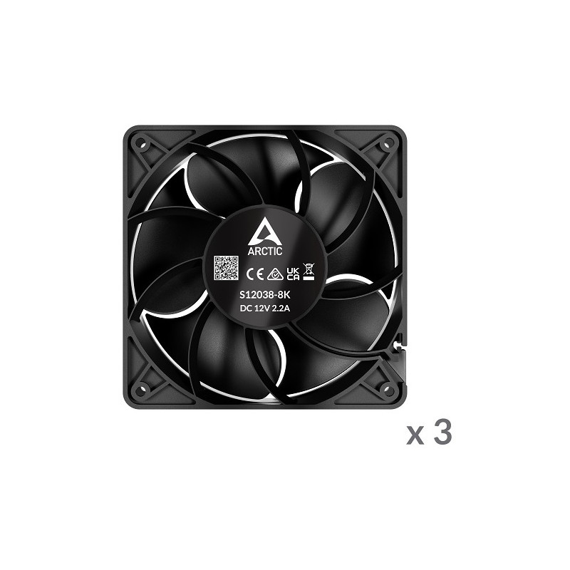 ARCTIC S12038-8 serverio ventiliatoriai, 4-pin, 120mm, 3 vnt.