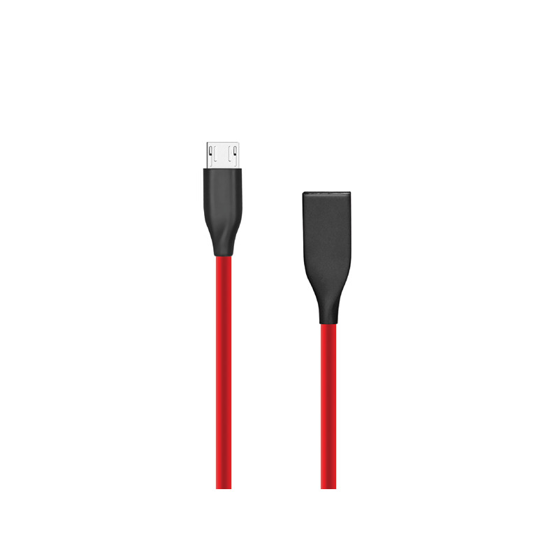 Silikoninis kabelis USB-Micro USB (raudonas,2m)