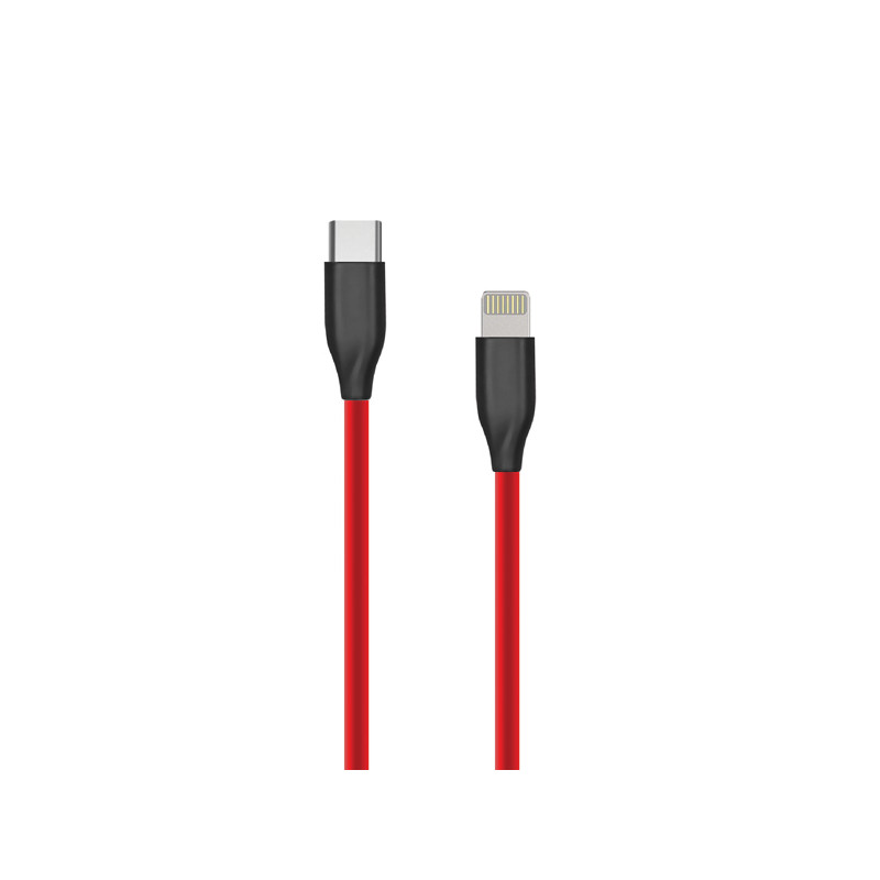 Silikoninis kabelis USB Type C - Lightning, 1m (raudonas)