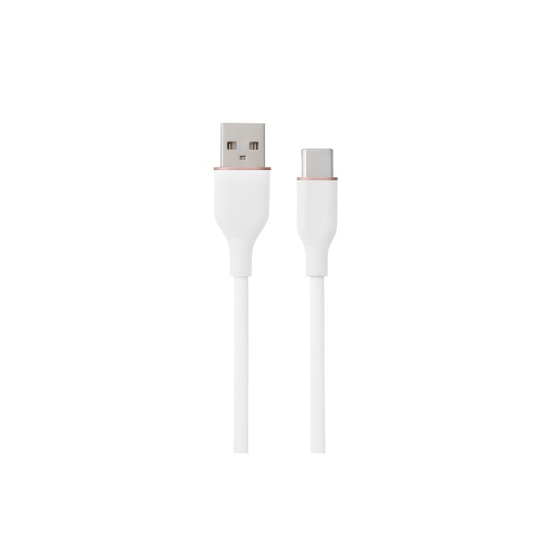 Silikoninis kabelis USB Type-A - Type-C (baltas, 1m)
