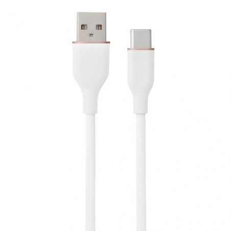 Silikoninis kabelis USB Type-A - Type-C (baltas, 1m)