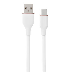 Silikoninis kabelis USB Type-A - Type-C (baltas, 3m)