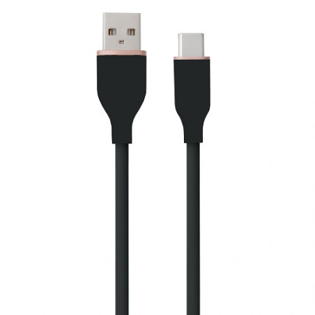 Silikoninis kabelis USB Type-A - Type-C (juodas, 1m)
