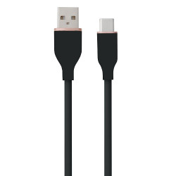 Silikoninis kabelis USB Type-A - Type-C (juodas, 2m)