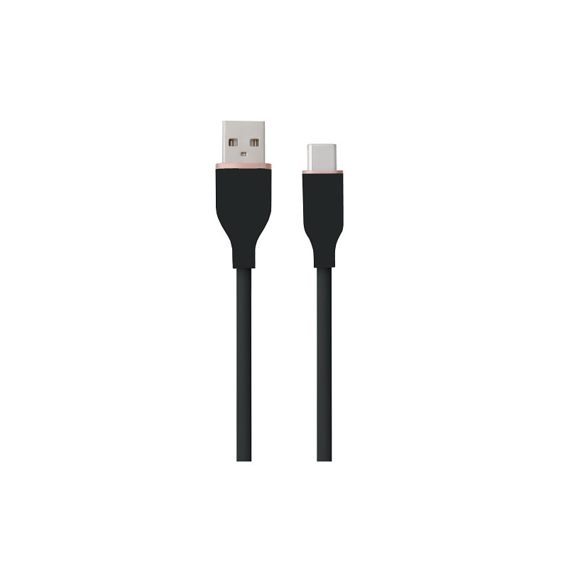 Silikoninis kabelis USB Type-A - Type-C (juodas, 3m)