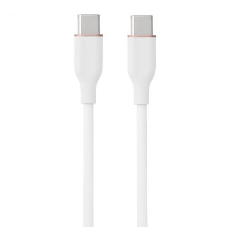 Silikoninis kabelis USB Type-C - Type-C, 60W (baltas, 1m)