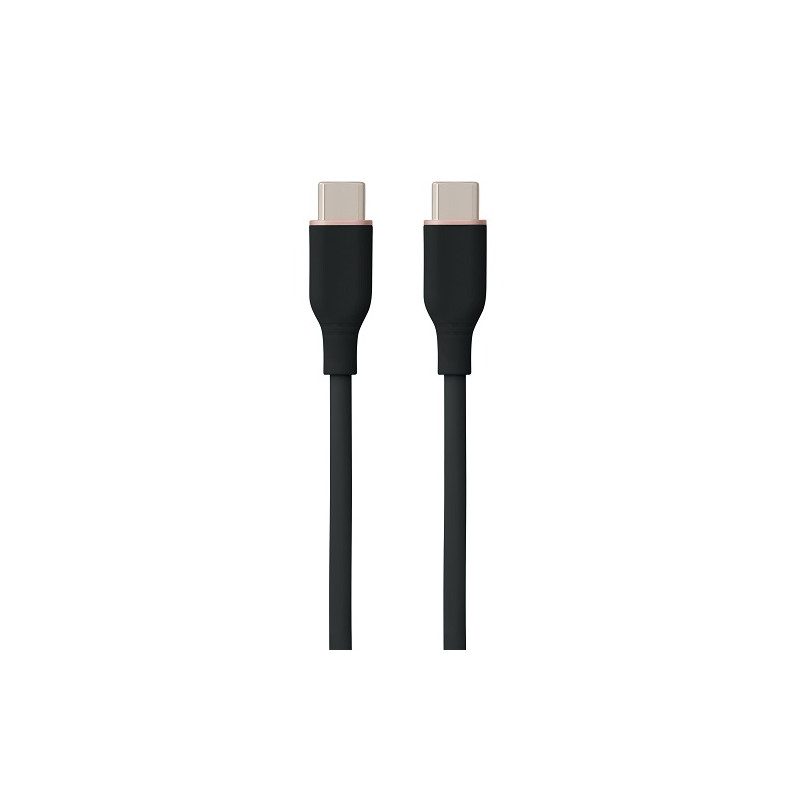 Silikoninis kabelis USB Type-C - Type-C, 100W (juodas, 2m)