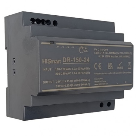 Maitinimo šaltinis 24V, 6.25A, 150W, DIN