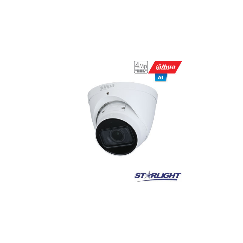 IP kamera kupol. 4MP STARLIGHT AI, IR pašv. iki 40m, 1/3 2.7~13.5mm. automatinis obj, SMD, IVS