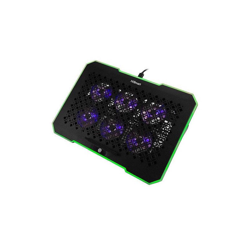 Nešiojamojo kompiuterio aušinimo stovas HISMART, su 6 RGB ventiliatoriais, 5 padėčių