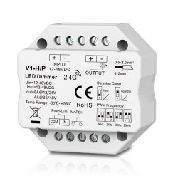 V1-H/P nuolatinės įtampos valdiklis, 12-48V, 1x 8A, Push-Dimm