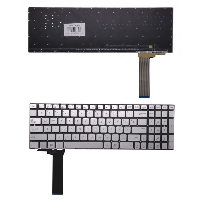 Klaviatūra ASUS N550J, US (sidabrinė)