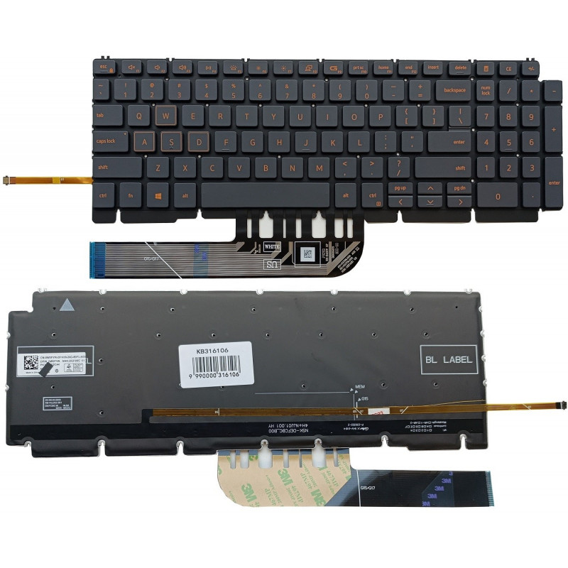 Klaviatūra DELL G15 5510, su pašvietimu, US