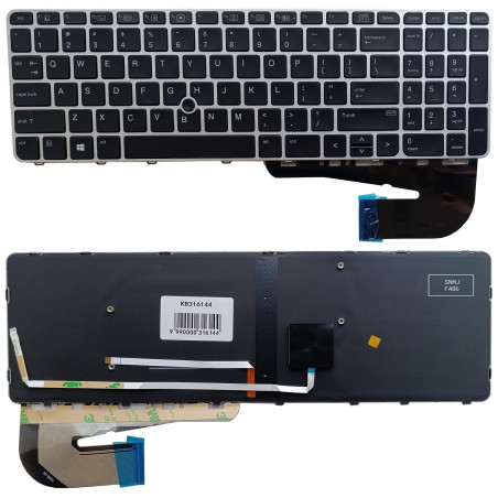 Klaviatūra HP EliteBook 850 G3, ZBook 15u G3, su pašvietimu, su trackpoint 