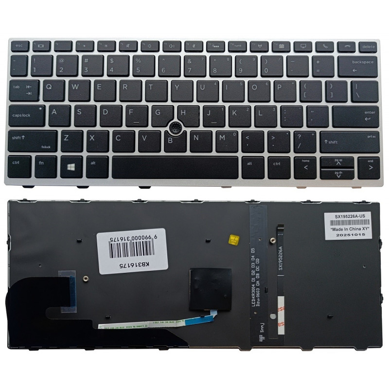 Klaviatūra HP Elitebook 730, 735, 830 G5/G6, su pašvietimu ir trackpoint 