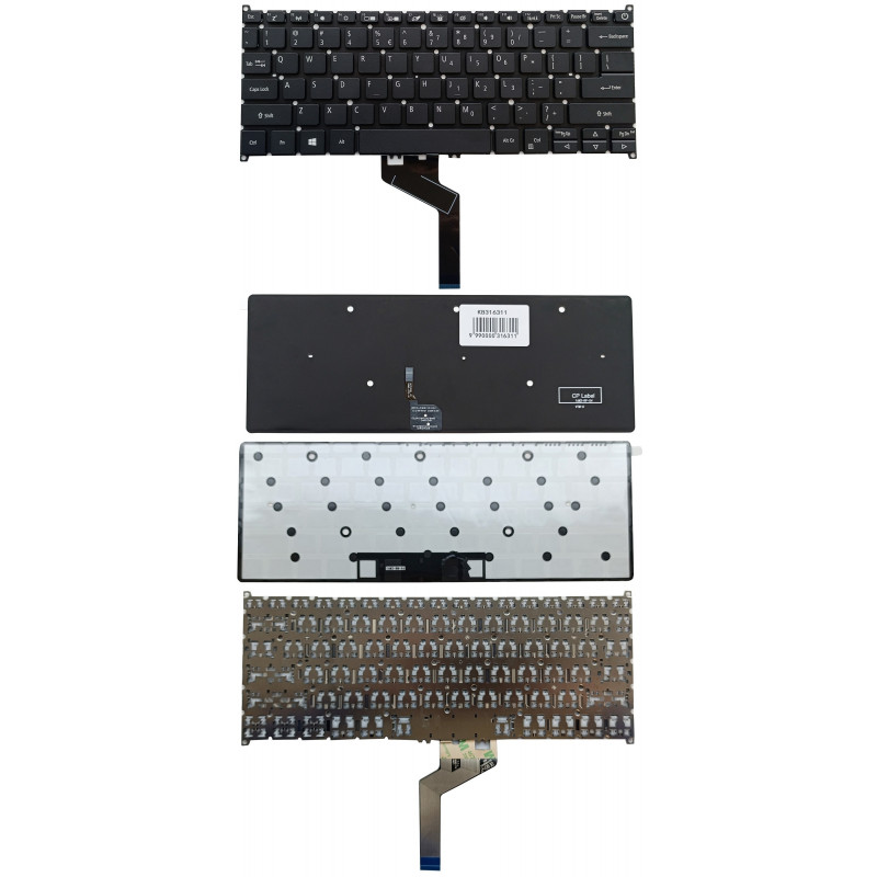 Klaviatūra ACER: Swift SF514-52, SF514-54, SF314-42, SF314-52, su pašvietimu, US