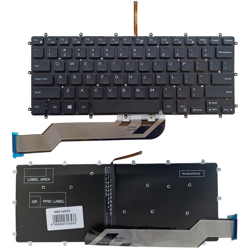 Klaviatūra DELL Inspiron 7569, 7579, 7368, 5370, su pašvietimu, US