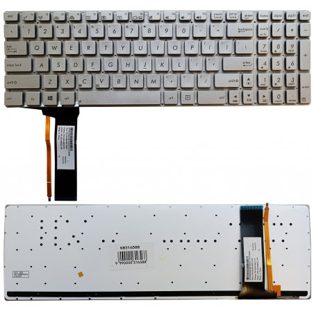Klaviatūra ASUS N56, N76, N750, su pašvietimu, US