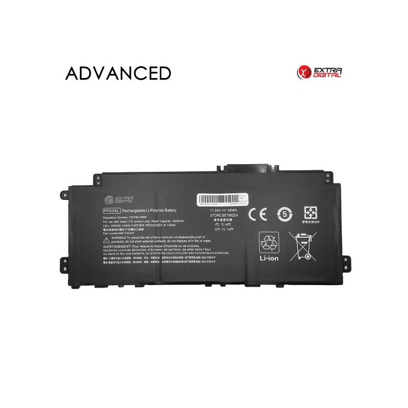 Nešiojamo kompiuterio baterija HP PP03XL, 3400mAh, Extra Digital Advanced
