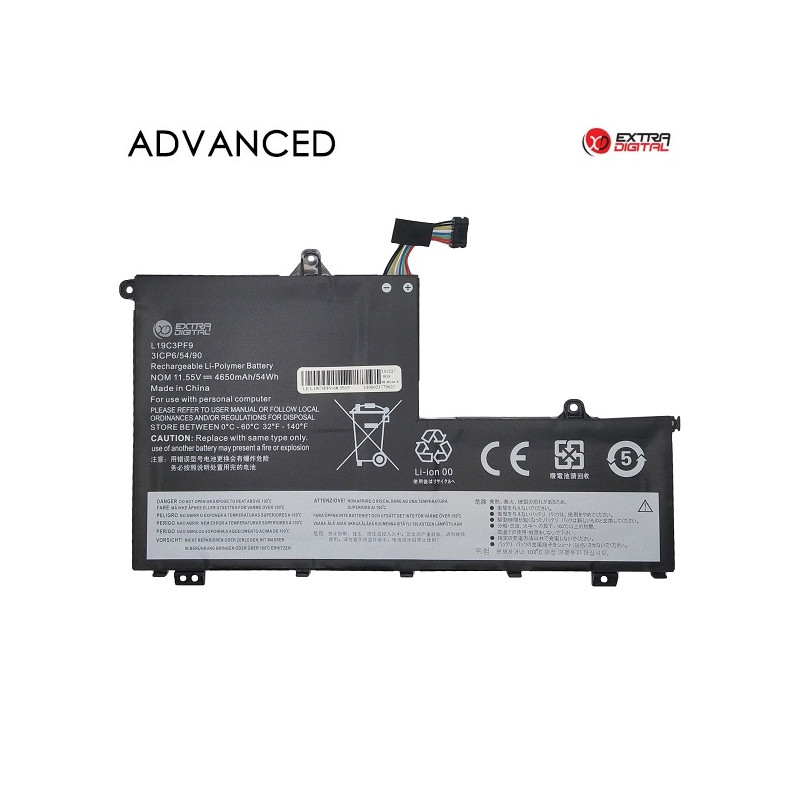 Nešiojamo kompiuterio baterija LENOVO L19C3PF9, 4650mAh, Extra Digital Advanced