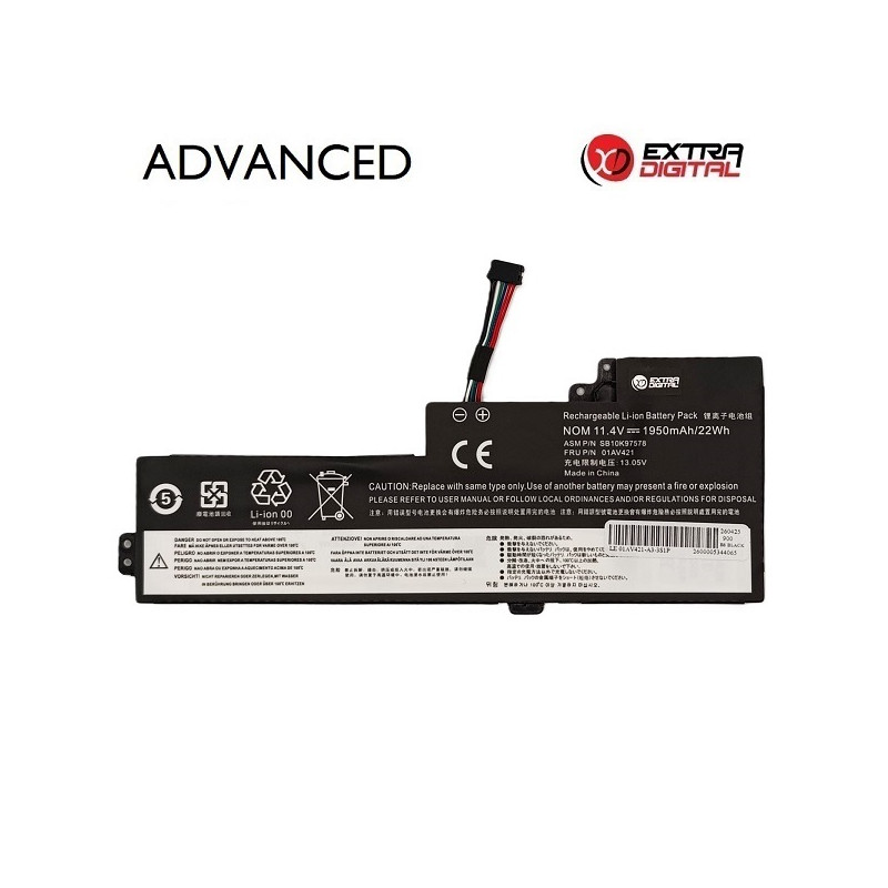 Nešiojamo kompiuterio baterija LENOVO 01AV421, 1950mAh, Extra Digital Advanced