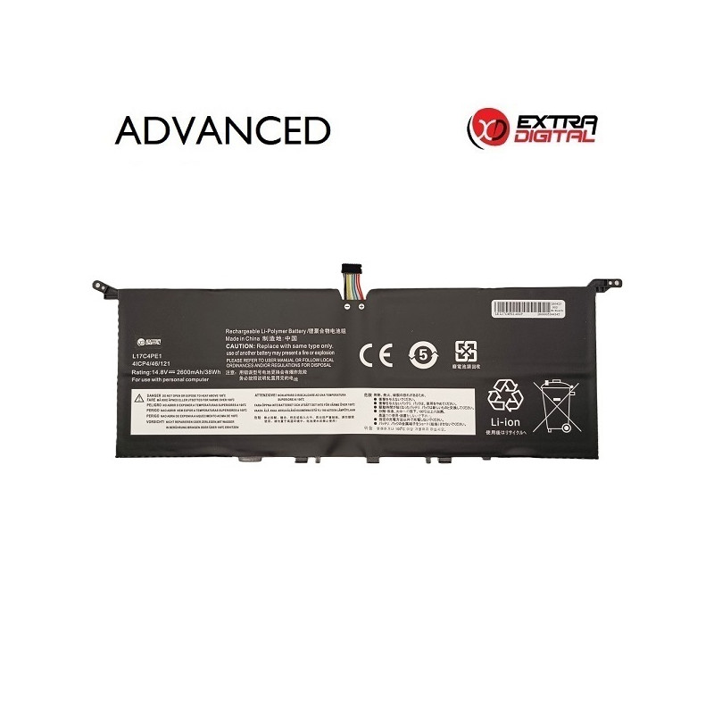 Nešiojamo kompiuterio baterija LENOVO L17C4PE1, 2600mAh, Extra Digital Advanced