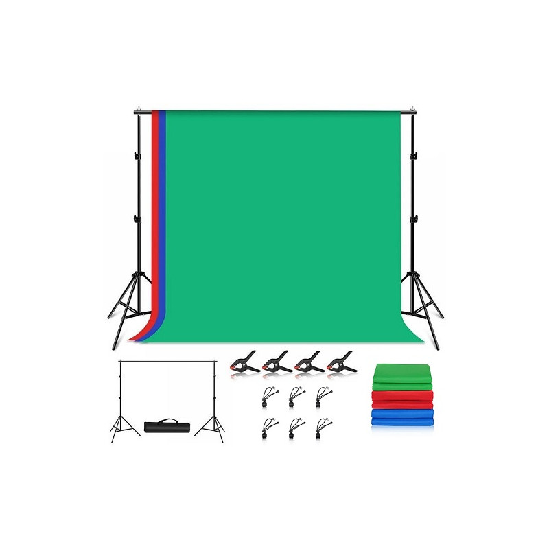 Fotografavimo fonų ir stovų rinkinys 2.9x2m, RGB