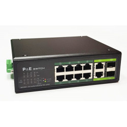 PoE šakotuvas 8x100Mbps PoE + 2x Gigabit UPLINK, SFP, 120W Industrial