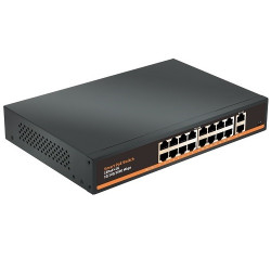 PoE šakotuvas 16x Gigabit PoE + 2x Gigabit UPLINK, 250W