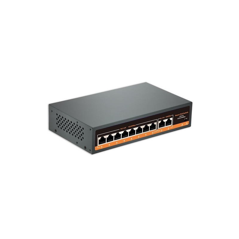 PoE šakotuvas 8x100Mbps PoE + 2x Gigabit UPLINK, 120W