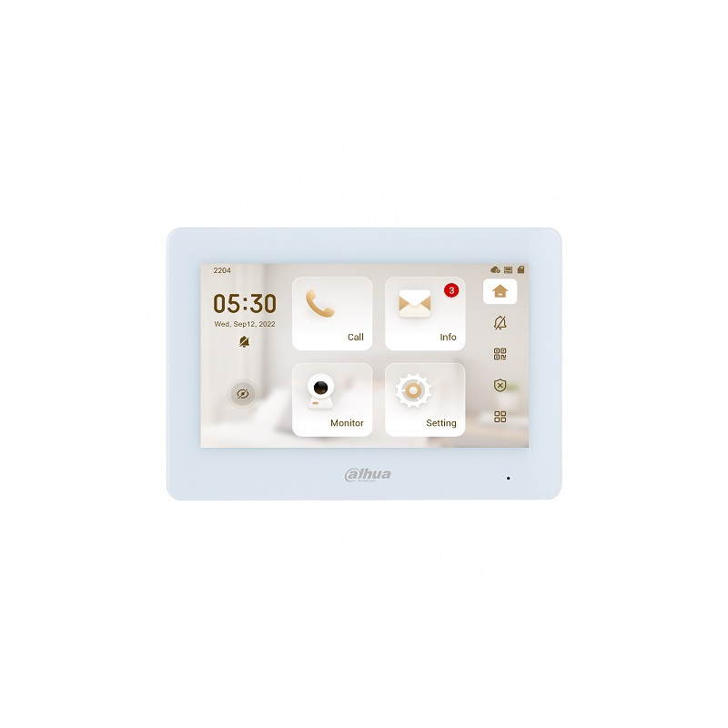 IP domofono monitorius 7 col. Wi-Fi,1024x600,Micro SD kortelės prievadas,PoE(802.3af) baltas, SIP